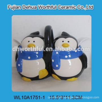 Penguin design ceramic condiment set